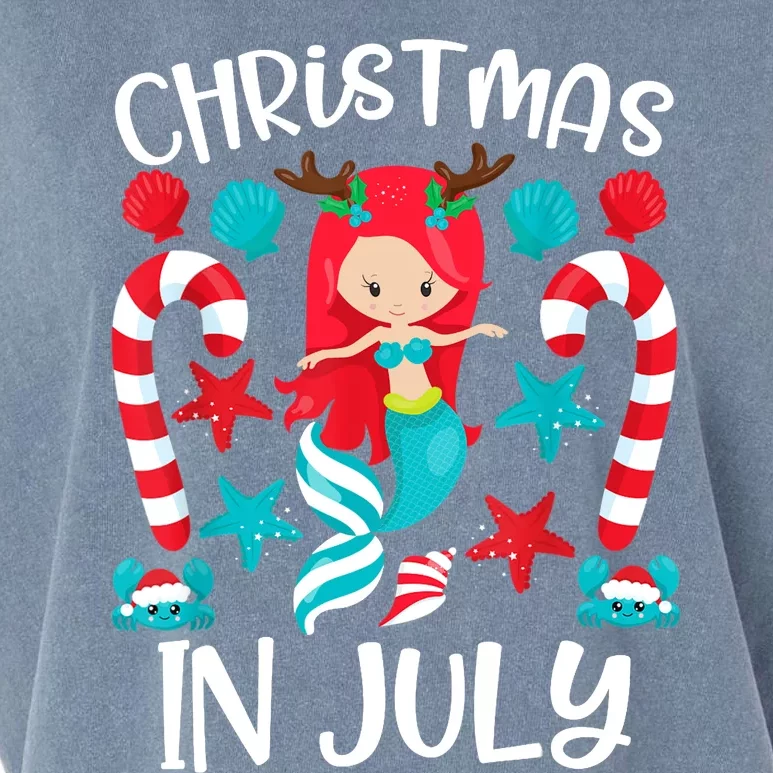 Christmas In July Cute Mermaid Summer Garment-Dyed Women's Muscle Tee