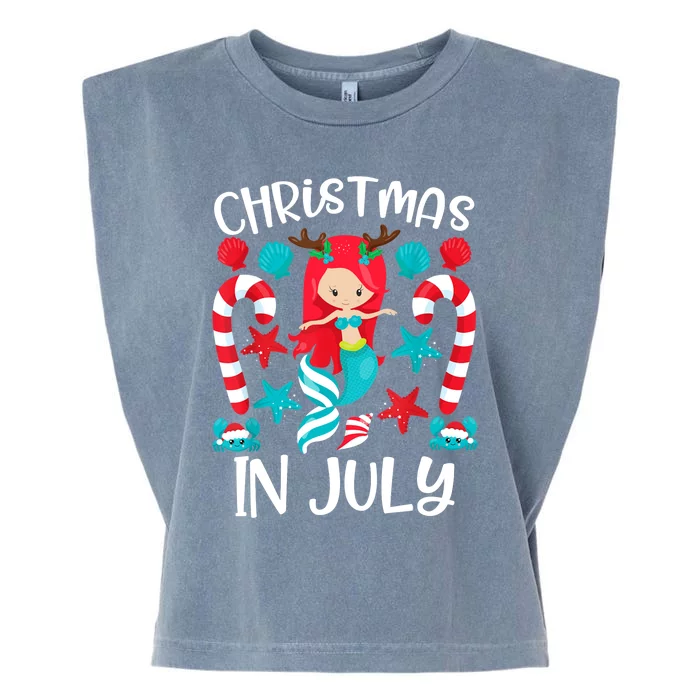 Christmas In July Cute Mermaid Summer Garment-Dyed Women's Muscle Tee