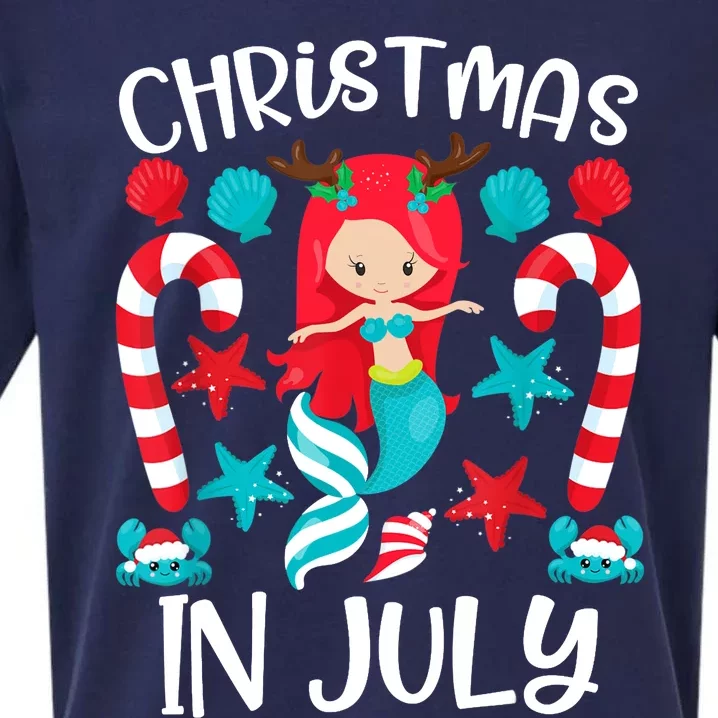 Christmas In July Cute Mermaid Summer Sueded Cloud Jersey T-Shirt