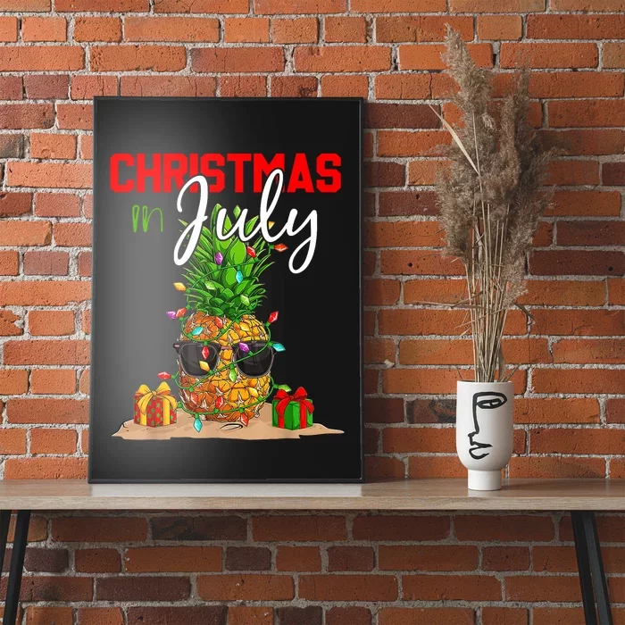 Christmas In July Pineapple Xmas Tree Summer Vacation Poster