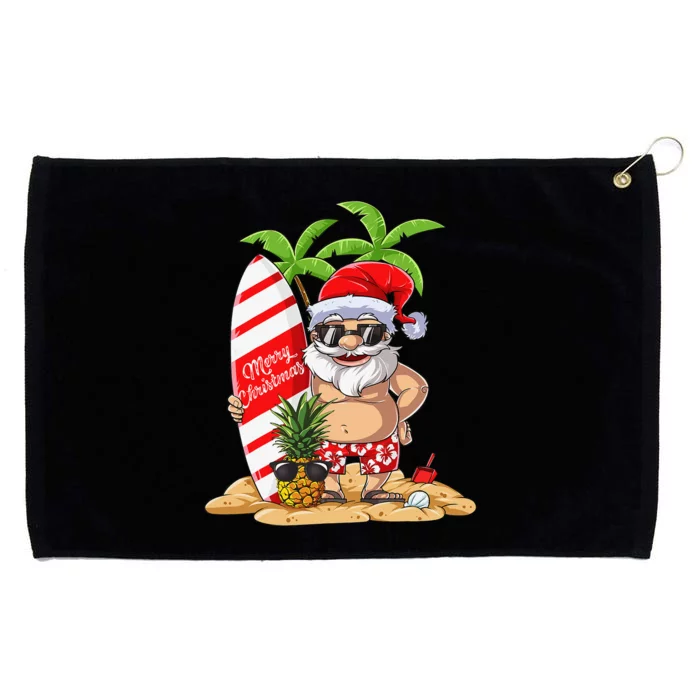 Christmas in July Santa Hawaiian Summer Surf Surfing Surfer Grommeted Golf Towel