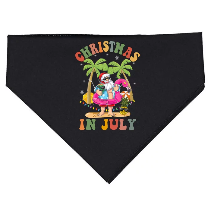 Christmas In July Funny Santa Summer Beach Vacation USA-Made Doggie Bandana