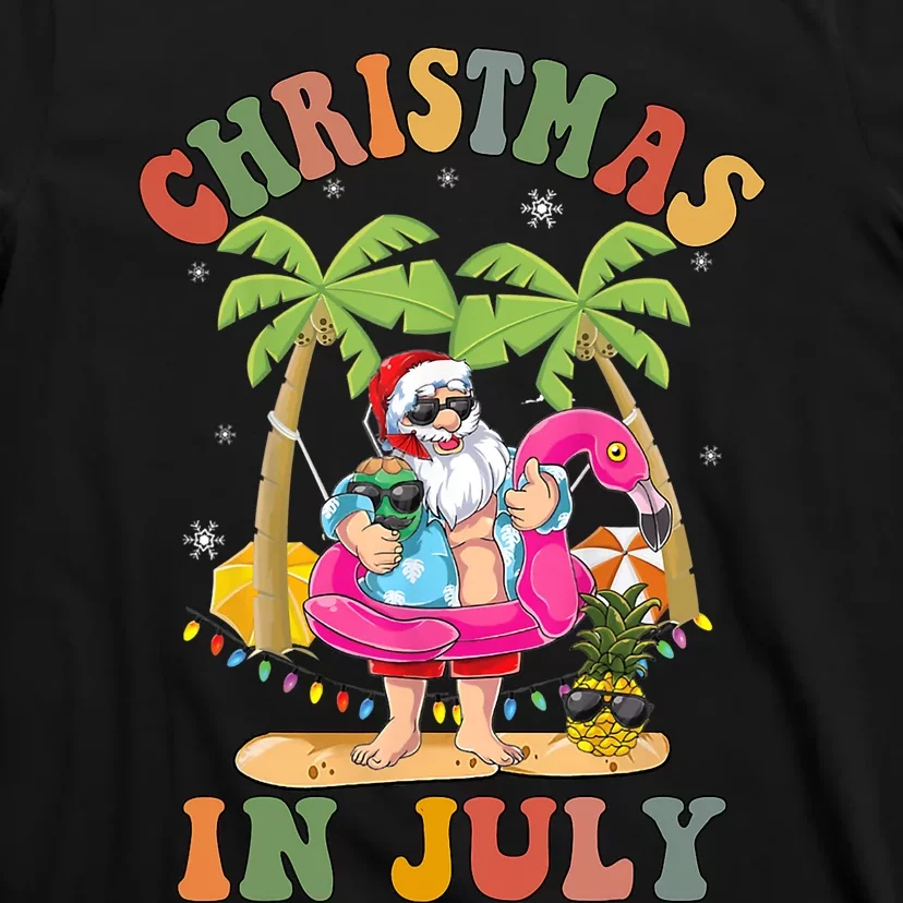 Christmas In July Funny Santa Summer Beach Vacation T-Shirt