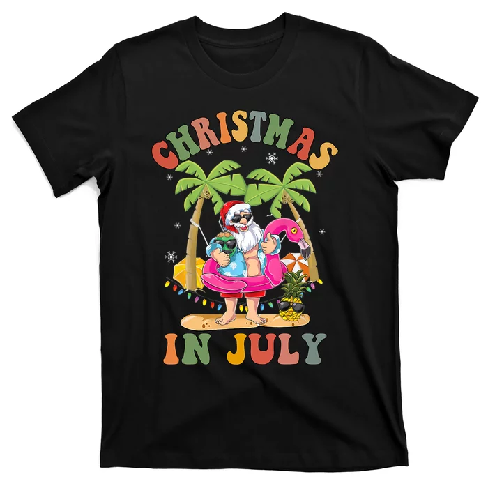 Christmas In July Funny Santa Summer Beach Vacation T-Shirt