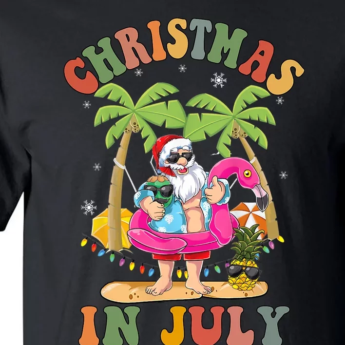 Christmas In July Funny Santa Summer Beach Vacation Tall T-Shirt