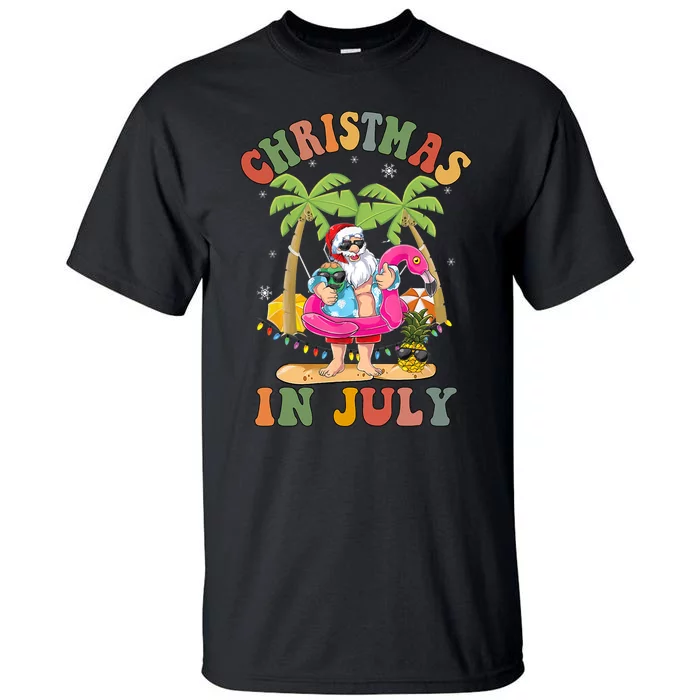 Christmas In July Funny Santa Summer Beach Vacation Tall T-Shirt