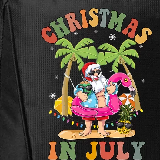 Christmas In July Funny Santa Summer Beach Vacation City Backpack