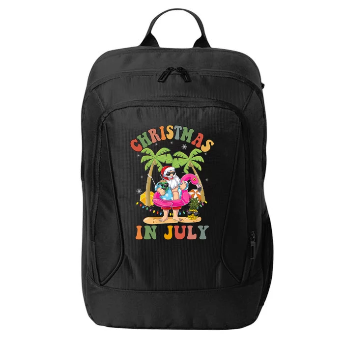 Christmas In July Funny Santa Summer Beach Vacation City Backpack