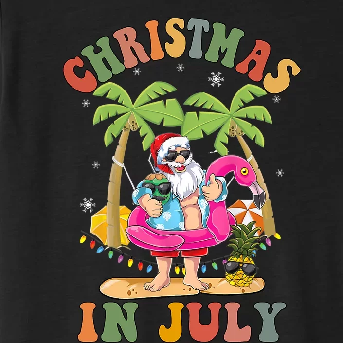 Christmas In July Funny Santa Summer Beach Vacation ChromaSoft Performance T-Shirt