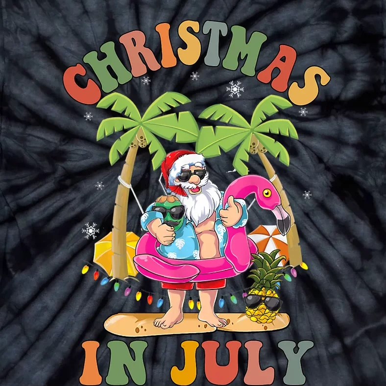 Christmas In July Funny Santa Summer Beach Vacation Tie-Dye T-Shirt