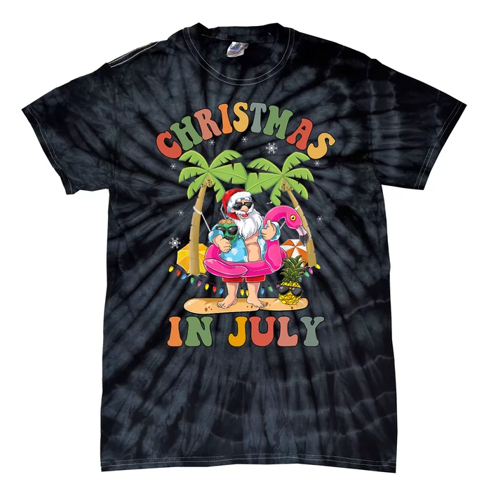 Christmas In July Funny Santa Summer Beach Vacation Tie-Dye T-Shirt