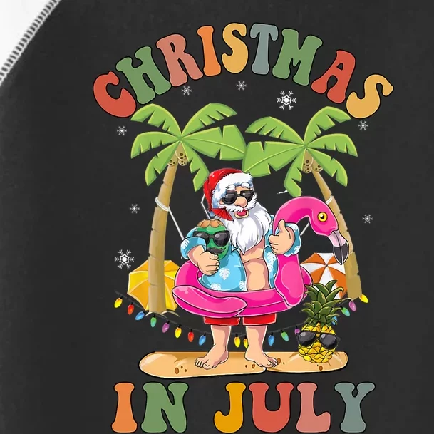 Christmas In July Funny Santa Summer Beach Vacation Toddler Fine Jersey T-Shirt