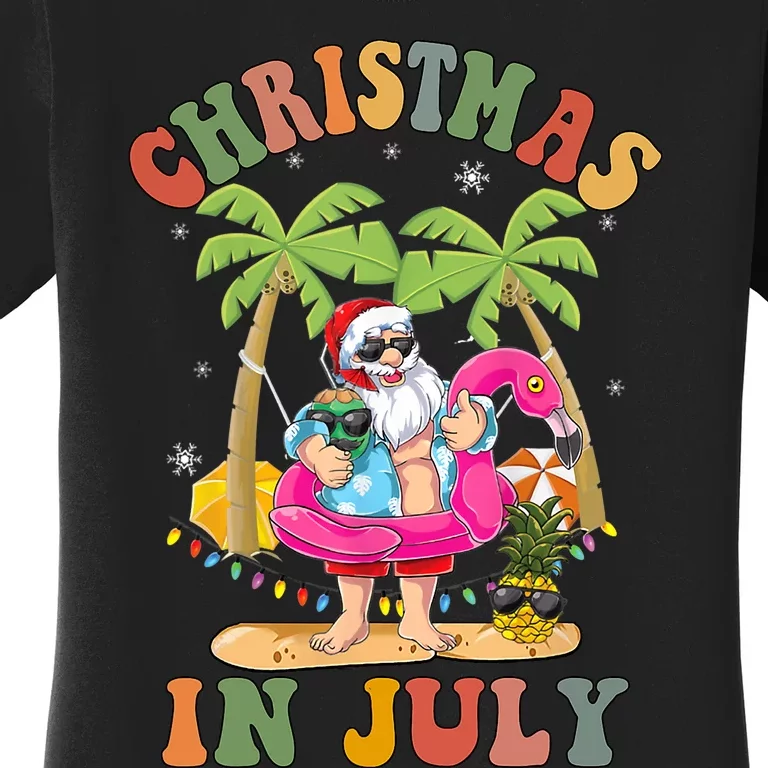 Christmas In July Funny Santa Summer Beach Vacation Women's T-Shirt