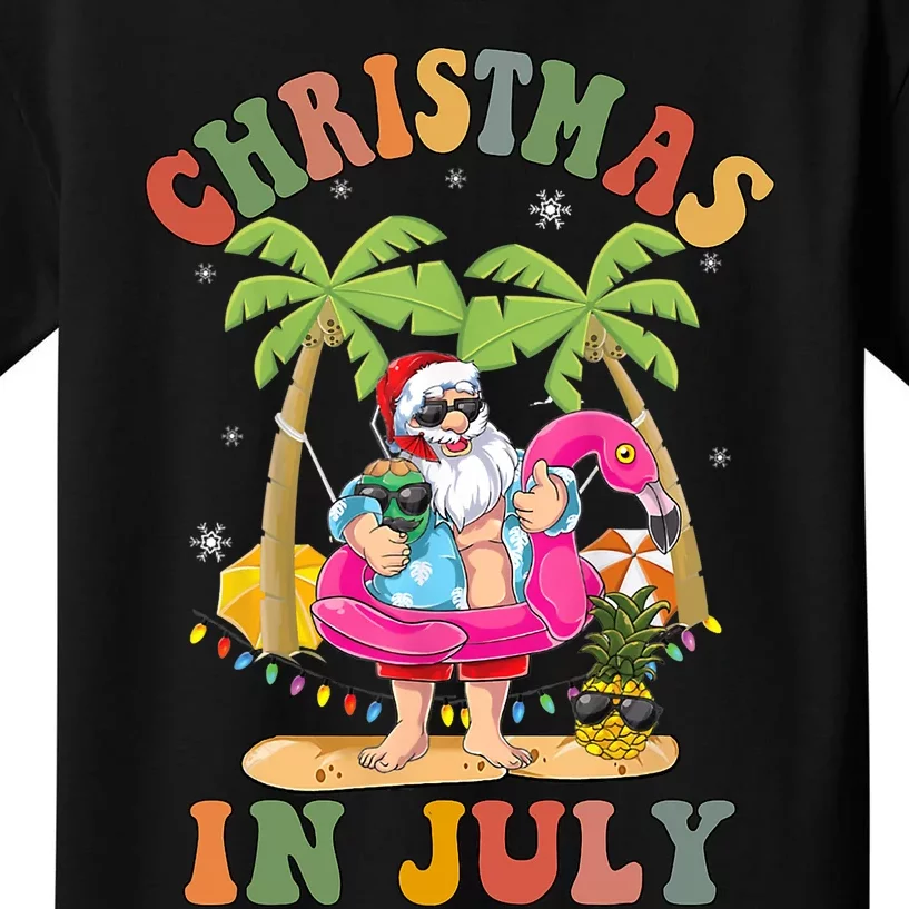 Christmas In July Funny Santa Summer Beach Vacation Kids T-Shirt