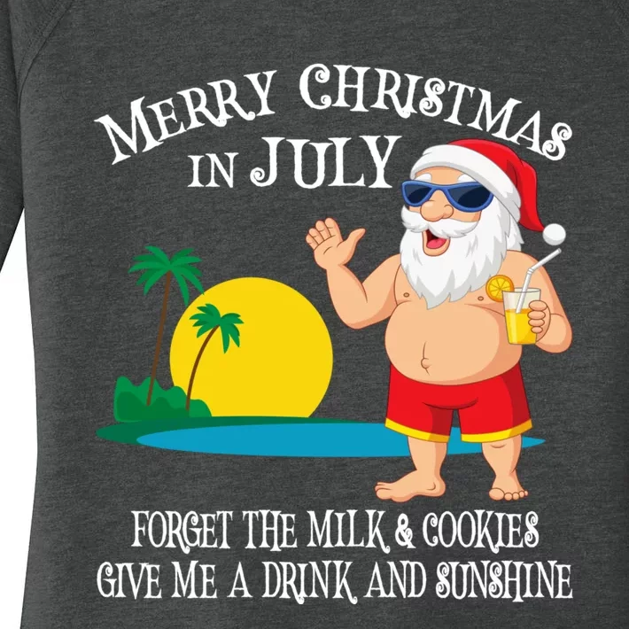 Christmas In July Pool Party Santa Vacation Gift Women's Perfect Tri Tunic Long Sleeve Shirt