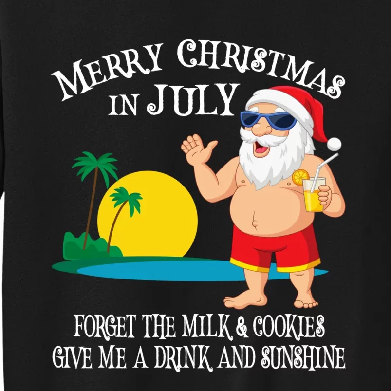 Christmas In July Pool Party Santa Vacation Gift Tall Sweatshirt