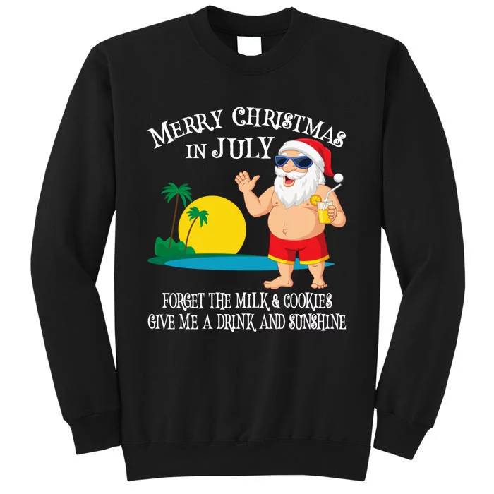 Christmas In July Pool Party Santa Vacation Gift Tall Sweatshirt