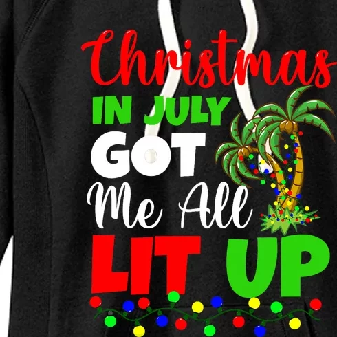 Christmas In July Got Me All Lit Up Women's Fleece Hoodie