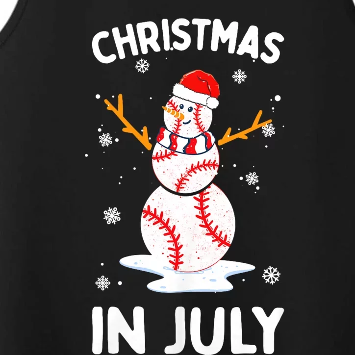 Christmas In July Funny Baseball Snowman Performance Tank