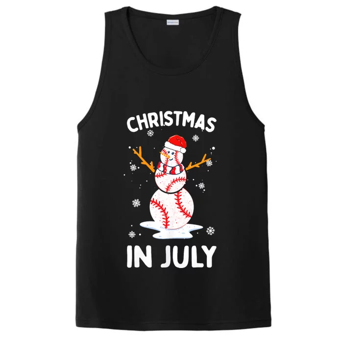 Christmas In July Funny Baseball Snowman Performance Tank