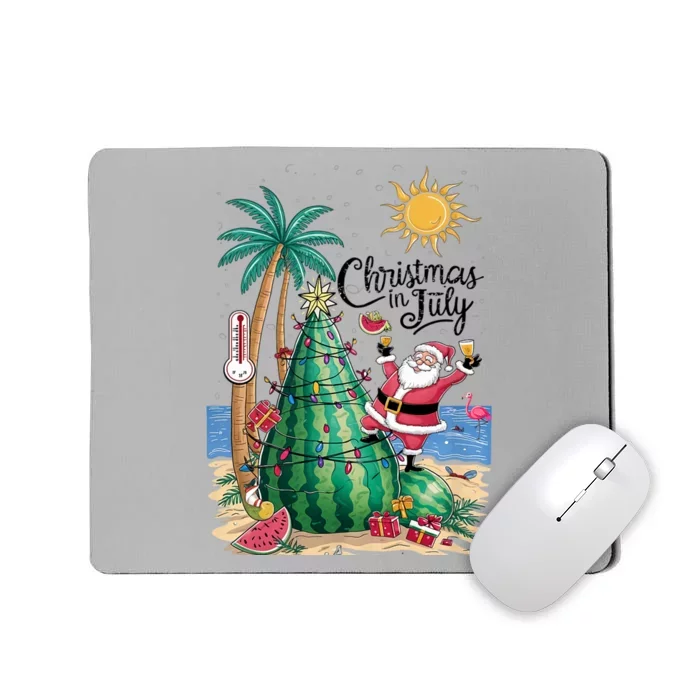 Christmas In July Watermelon Xmas Tree Santa Beach Summer Mousepad