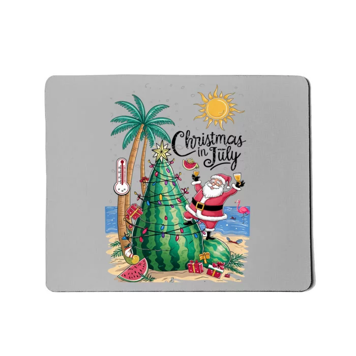 Christmas In July Watermelon Xmas Tree Santa Beach Summer Mousepad