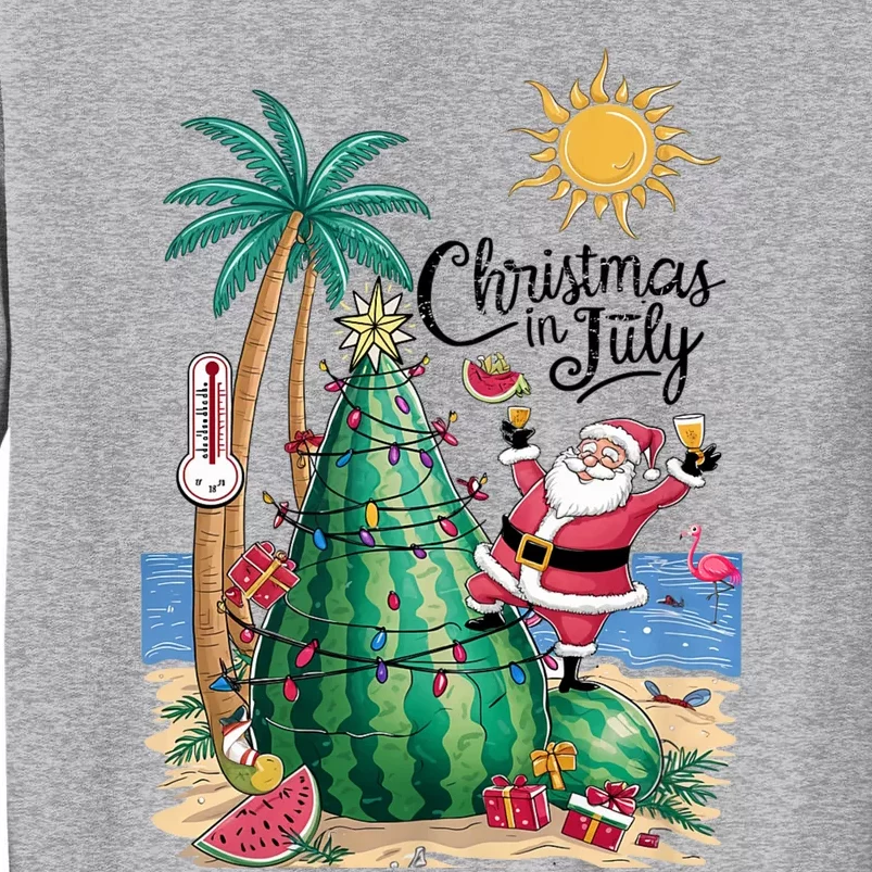 Christmas In July Watermelon Xmas Tree Santa Beach Summer Sweatshirt