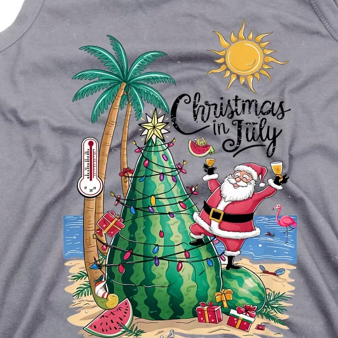 Christmas In July Watermelon Xmas Tree Santa Beach Summer Tank Top