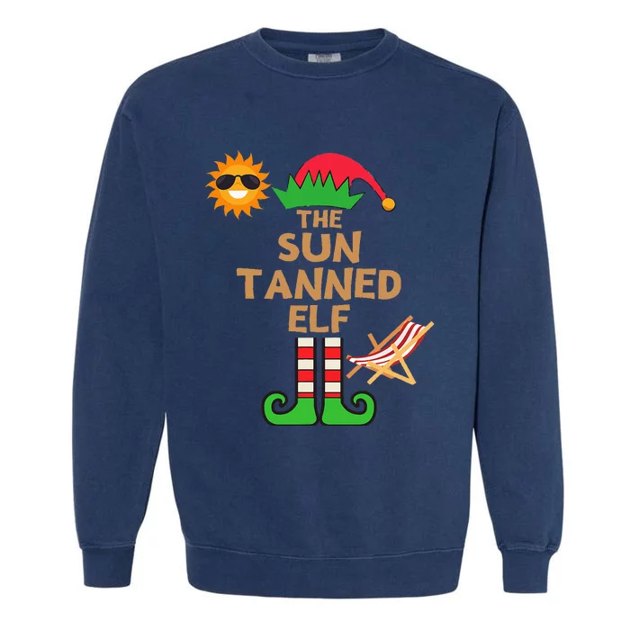 Christmas In July Sun Tanned Elf Summer Beach Vacation Party Garment-Dyed Sweatshirt