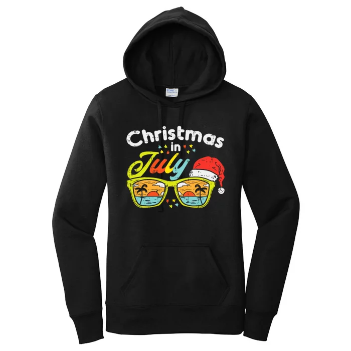 Christmas In July Sunglasses Santa Beach Summer Summer Xmas Women's Pullover Hoodie