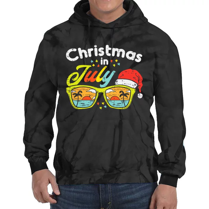 Christmas In July Sunglasses Santa Beach Summer Summer Xmas Tie Dye Hoodie