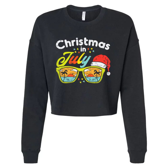 Christmas In July Sunglasses Santa Beach Summer Summer Xmas Cropped Pullover Crew