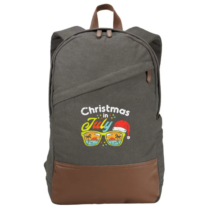 Christmas In July Sunglasses Santa Beach Summer Summer Xmas Cotton Canvas Backpack