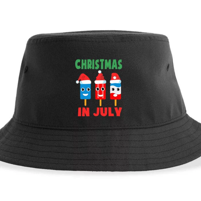 Christmas In July Ice Pops In Santa Hat Sustainable Bucket Hat