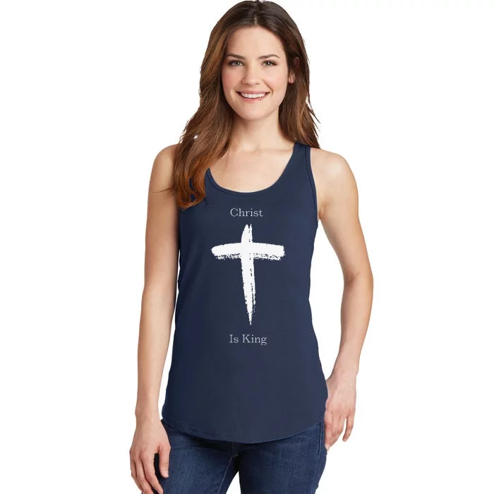 Christ Is King Jesus Christ Christian Usa Cross Ladies Essential Tank