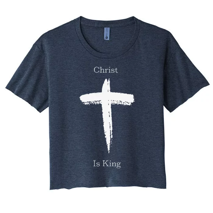 Christ Is King Jesus Christ Christian Usa Cross Women's Crop Top Tee