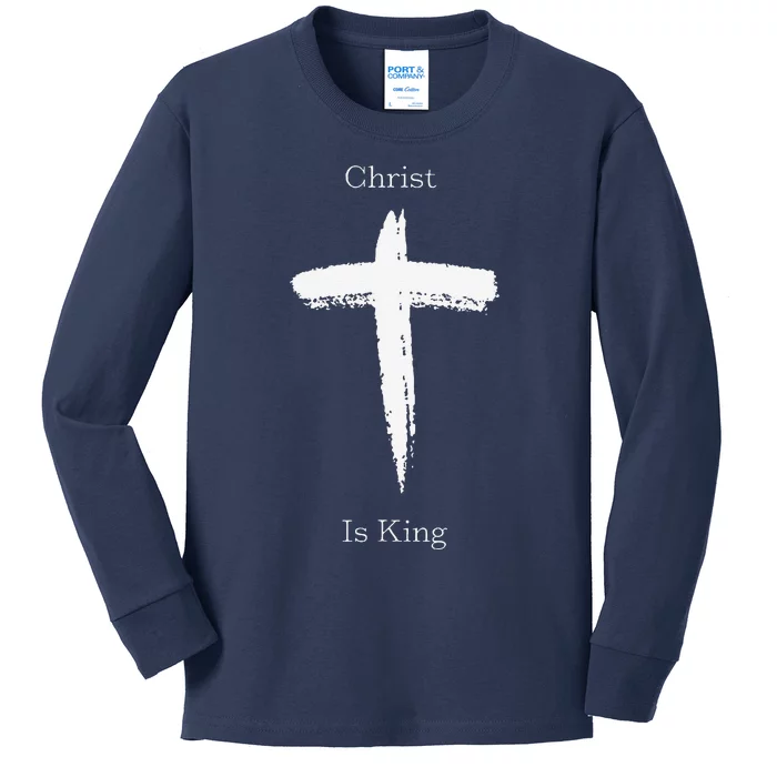 Christ Is King Jesus Christ Christian Usa Cross Kids Long Sleeve Shirt