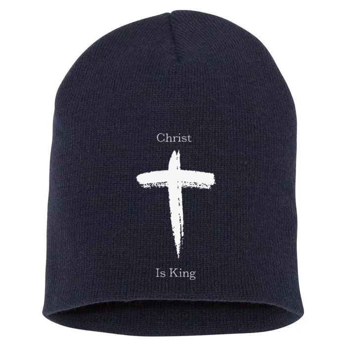 Christ Is King Jesus Christ Christian Usa Cross Short Acrylic Beanie