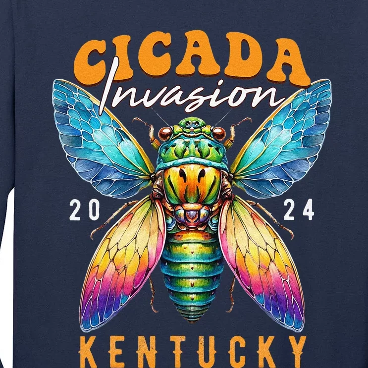 Cicada Invasion Kentucky 2024 Insect Broods Xix And Xiii Tall Long Sleeve T-Shirt