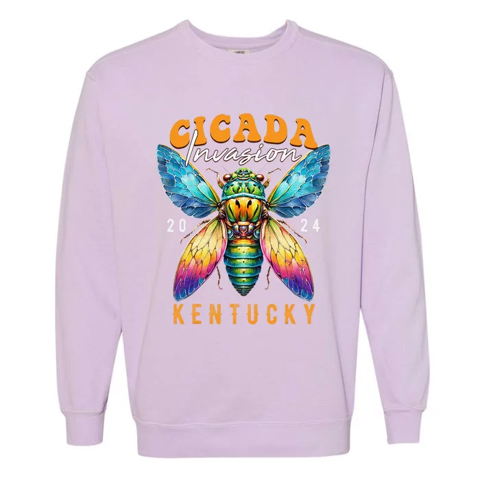 Cicada Invasion Kentucky 2024 Insect Broods Xix And Xiii Garment-Dyed Sweatshirt