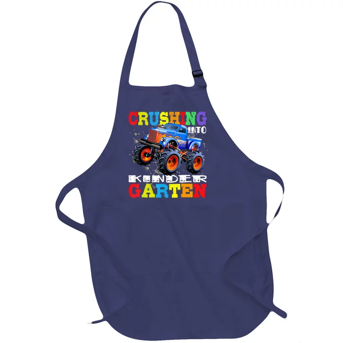 Crushing Into Kindergarten Tee Monster Truck Back To School Full-Length Apron With Pocket