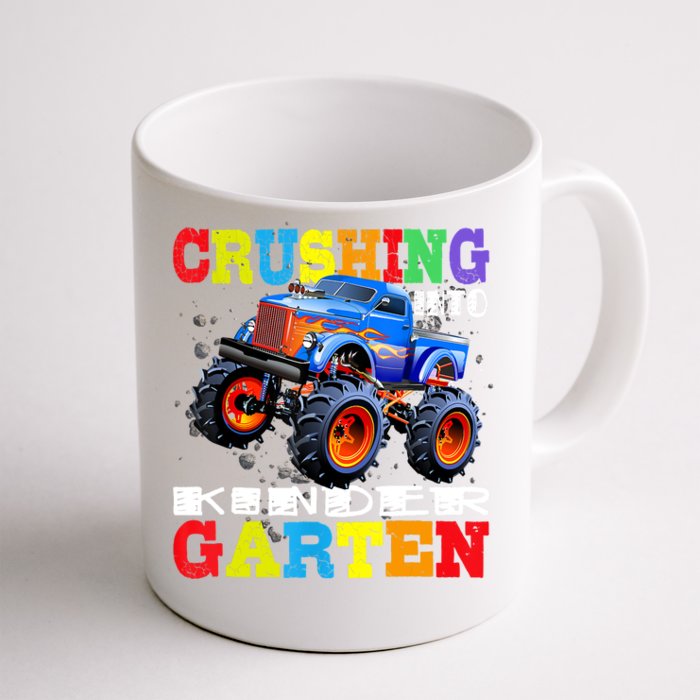 Crushing Into Kindergarten Tee Monster Truck Back To School Front & Back Coffee Mug