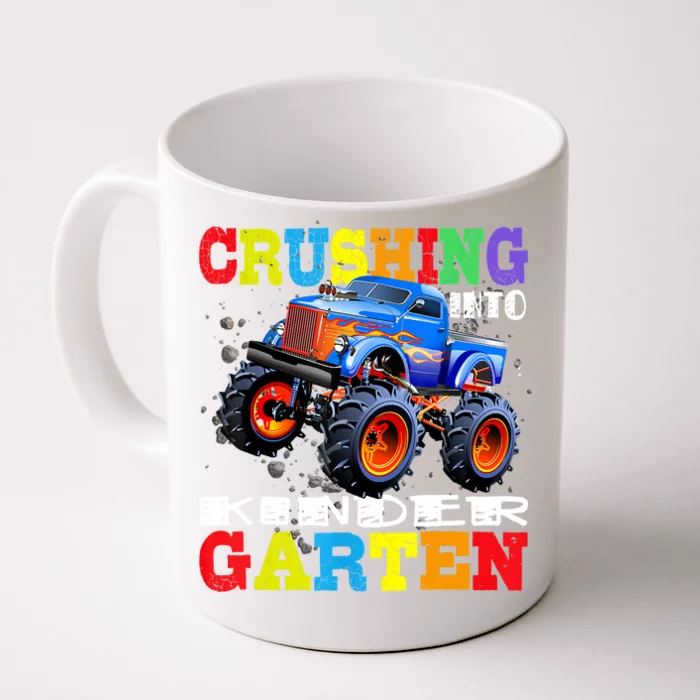 Crushing Into Kindergarten Tee Monster Truck Back To School Front & Back Coffee Mug