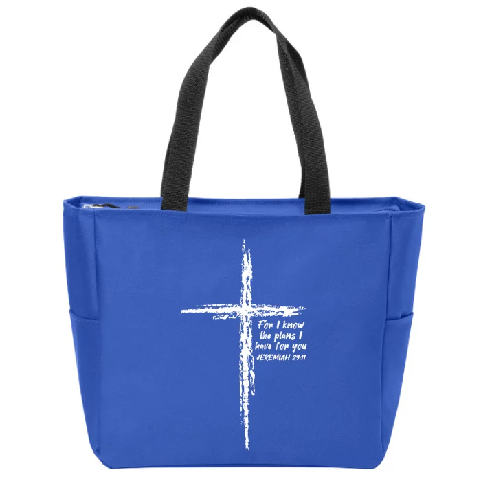 Cross I Know The Plans Verse Bible Jesus God Christian Gift Zip Tote Bag