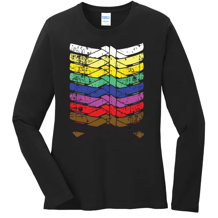 Cool Illustrated Karate Belt Colors Ladies Long Sleeve Shirt