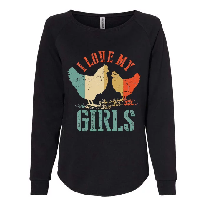 Chicken I Love My Vintage Poultry Farmer Gift Womens California Wash Sweatshirt