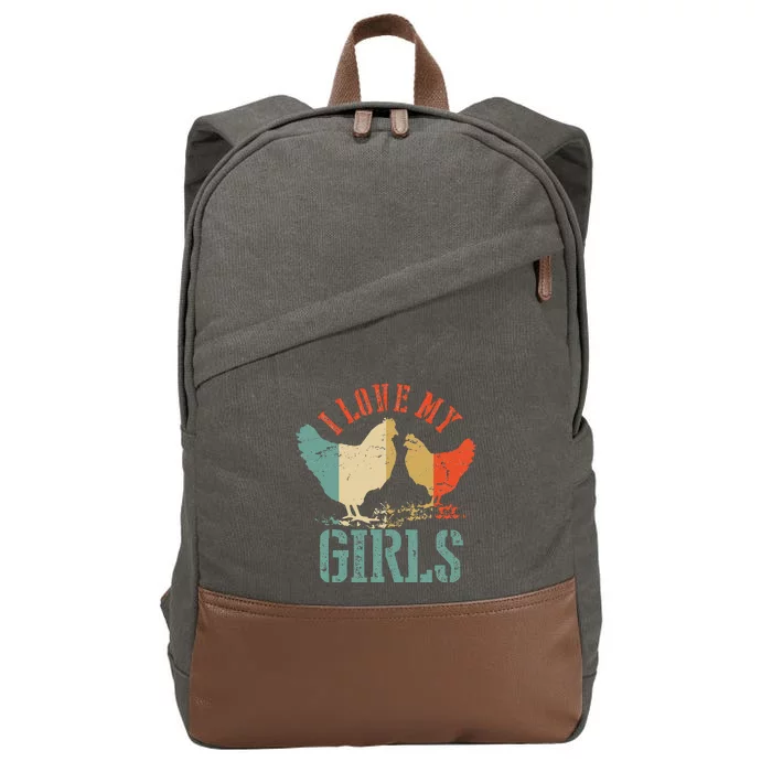 Chicken I Love My Vintage Poultry Farmer Gift Cotton Canvas Backpack