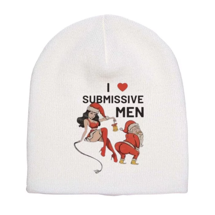 Christmas I Love Submissive M.E.N Santa Funny Short Acrylic Beanie