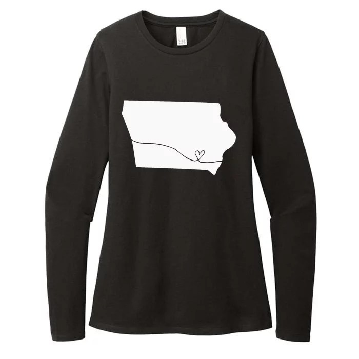 Cute Iowa Love Heart Home State Midwest Up North Vintage Womens CVC Long Sleeve Shirt