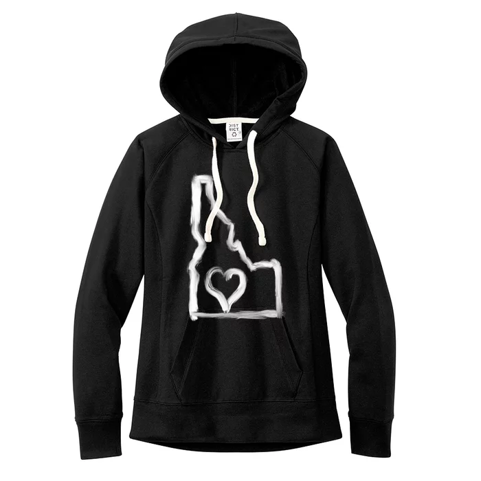 Cute Idaho Love State Outline With Heart Great Gift Women's Fleece Hoodie